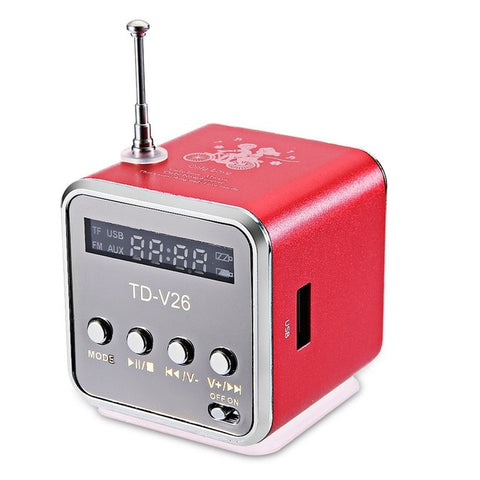 Newest TD-V26 Mini Speaker Portable Digital LCD Sound Micro SD/TF FM Radio Music Stereo Loudspeaker for Laptop Mobile Phone MP3